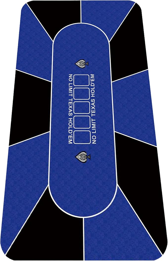 nuveti 79 x 39 Foldable Texas Poker Card Tabletop Layout Portable Anti-Slip Rubber Board Game Mat Smooth Premium Surface, Noise Reduction Poker Mat for Table