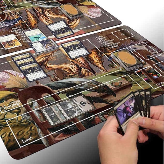 Board Game MTG Playmat Games Size 60X35 cm CCG Compatible for TCG RPG CCG Play mats (SLIVERS-Playing-Poker - (2) - -Zone)