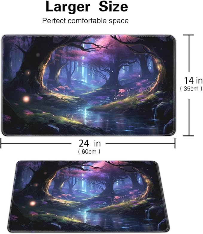 Board Game for TCG Playmat Table Mats Games Size 60X35 cm Mousepad Compatible for MTG RPG CCG Trading Card Game Play mats with 6 Dice (Playmat 143) Enchanted Forests