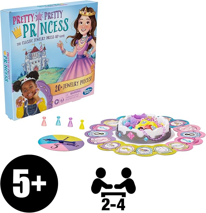 Pretty Pretty Princess Board Game, Classic Jewelry Dress-Up Games for Kids, Family Games for 2-4 Players, Kids Board Games, Ages 5 and Up
