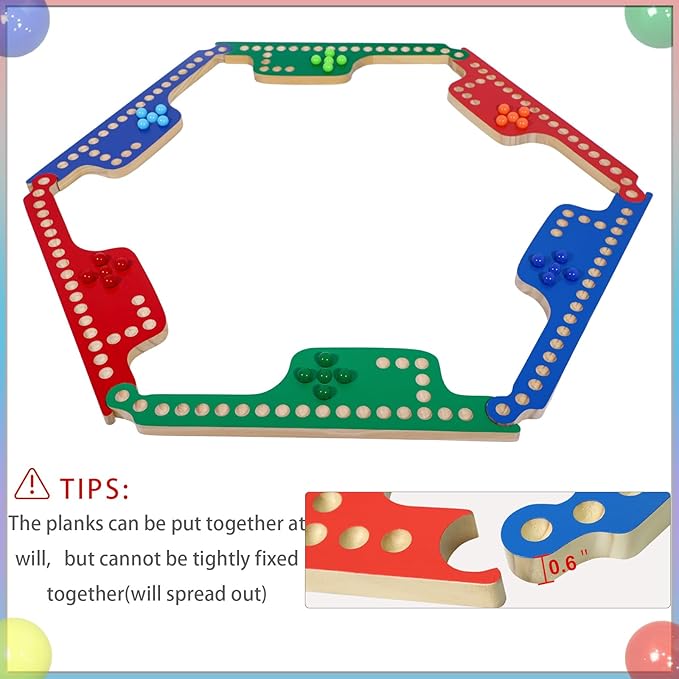 Colorful Jokers and Marbles Board Game Pegs and Jokers Card Game for 2-8 Players 8 Solid Wood Game Boards 4 Colors 40 Marbles 4 Decks of Cards Full Size Game Set