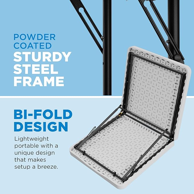 Sorfey Folding Table 4-Foot X 24 inch, Adjustable to 4 Heights, White Plastic