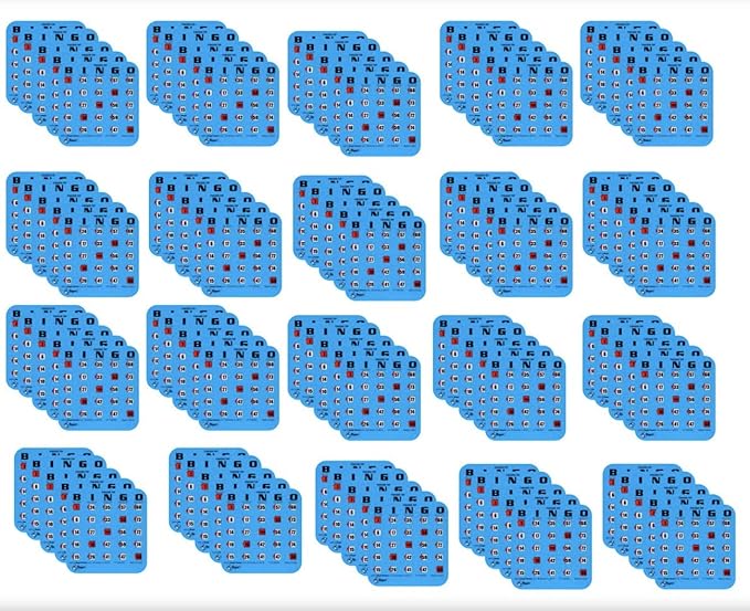 Regal Bingo Bulk Bingo Cards with Sliding Windows - Reusable Large Print Bingo Game Cards for Adults Large Group - 200 Pack, Blue