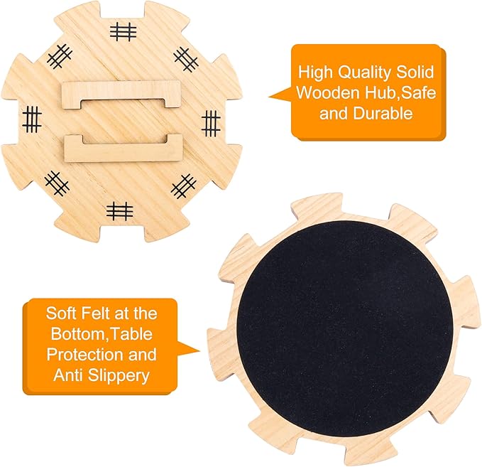 Mexican Train Dominoes Accessories Set - 1 Pine Wooden Mexican Train Hub with Felted Bottom, 9 Colorful Metal Mexican Train Markers, 2 * 50-Sheet Mexican Train Score Pads