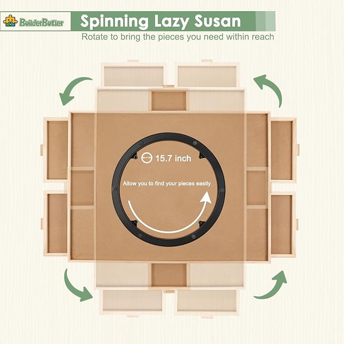 2000 Pieces Rotating Puzzle Board with 6 Drawers,40.16"x28.5" Portable Wooden Jigsaw Puzzle Table with Lazy Susan Spinning Cover for Adults