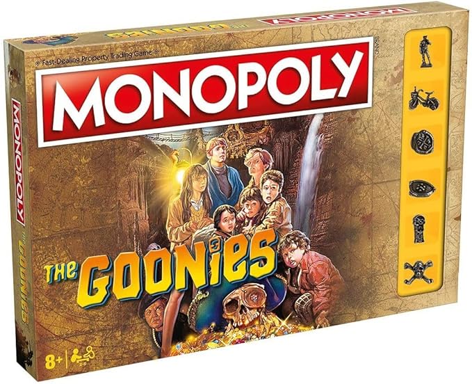 Winning Moves The Goonies Monopoly Board Game, Join Mikey, Brand, Andy, Mouth, Data, Chunk and Sloth, Advance to Cauldron Point and Pirate Ship Cavern, 2–6 Players Makes a Great Gift for Ages 8 Plus
