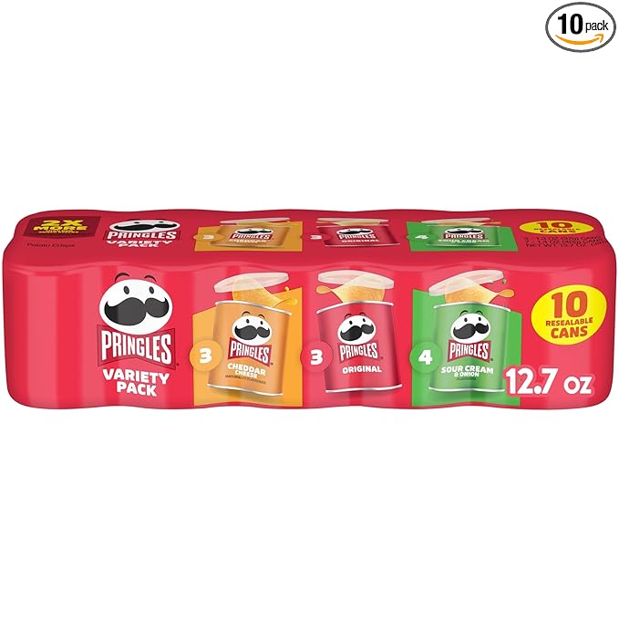 Pringles Potato Crisps Chips, Lunch Snacks, Variety Pack, 13.7oz Pack (10 Cans)