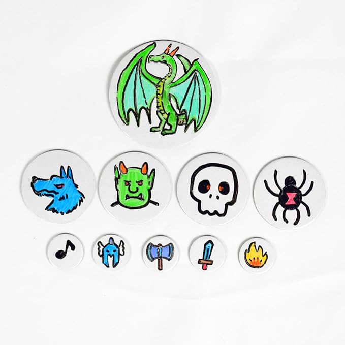 Apostrophe Games Dry Erase Tokens - 52 Reusable Board Game Pieces (1", 2" & 3"), DIY, RPG – Create Your Own Custom Tiles