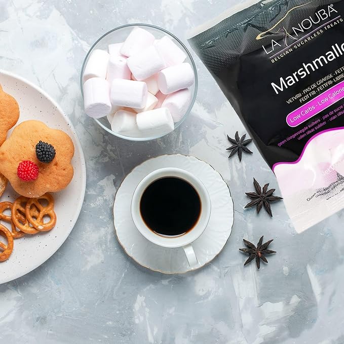 La Nouba Sugar-Free Marshmallows – 6 Bags – 2.7 oz. – Low Calorie, Low Carb, Fat-Free and Gluten Free Snack – Traditional Delicious Taste – All Natural and Healthy Marshmallows