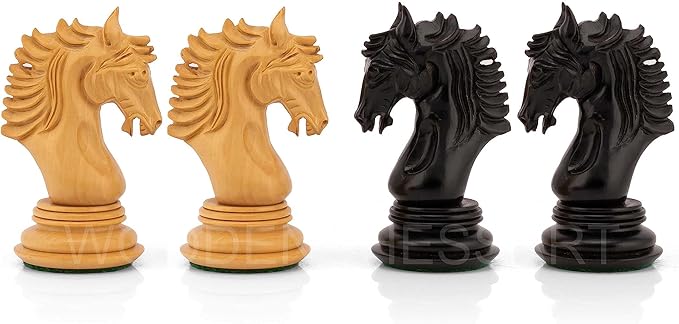 4.5” The Empero Luxury Artisan Series Chess Pieces Only - Triple Weighted (Ebony & Boxwood)