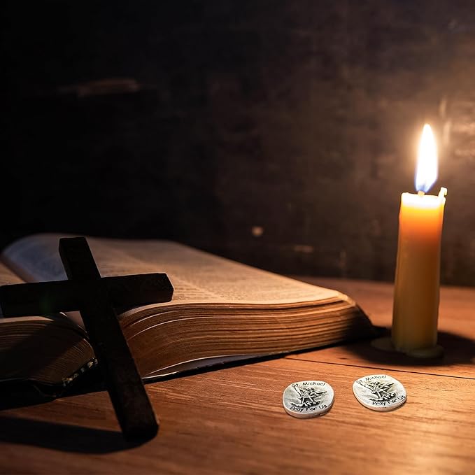 20 PCS St. Michael The Archangel Challenge Coins - Guardian Angel Coins, Saint Michael Coin for Kids, Prayer Coin with Pray for Us Inscription, San Miguel Arcangel Protection Tokens