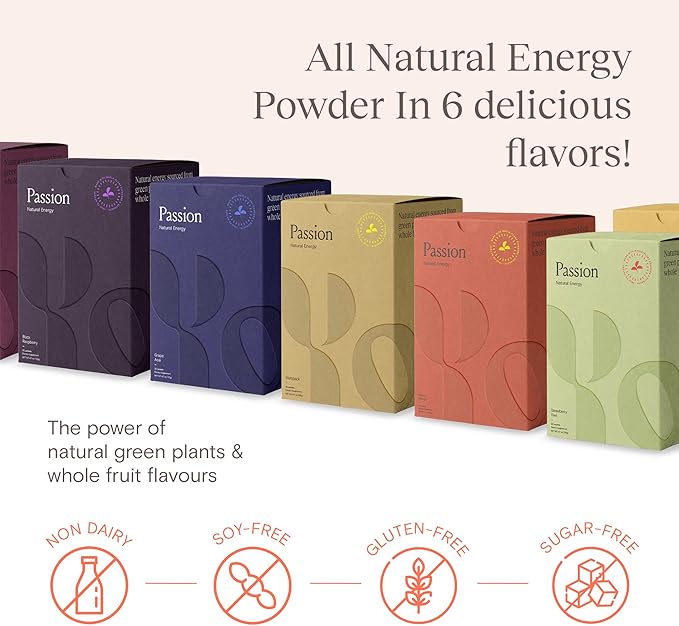 Yoli® Passion Energy Drink Powder Mix - Natural Energy Drink Mix for Endurance and Stamina, 30 Packets - Strawberry Kiwi Flavor