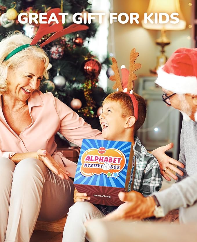 JoyCat Mystery Alphabet Box for Kids 26 PCS Letters Sorting Matching Game Activities Letter Sounds Fine Motor Learning Toys for Preschool Kindergarten Classroom - Easter Basket Stuffers Gifts