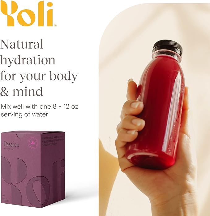 Yoli® Passion Energy Drink Powder Mix - Natural Energy Drink Mix for Endurance and Stamina, 30 Packets - Berry