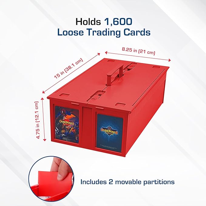 BCW Collectible Card Bin – (Single, Red) | Holds up to 1600 Cards | Plastic Storage Box for Pokémon, MTG & Sports Cards