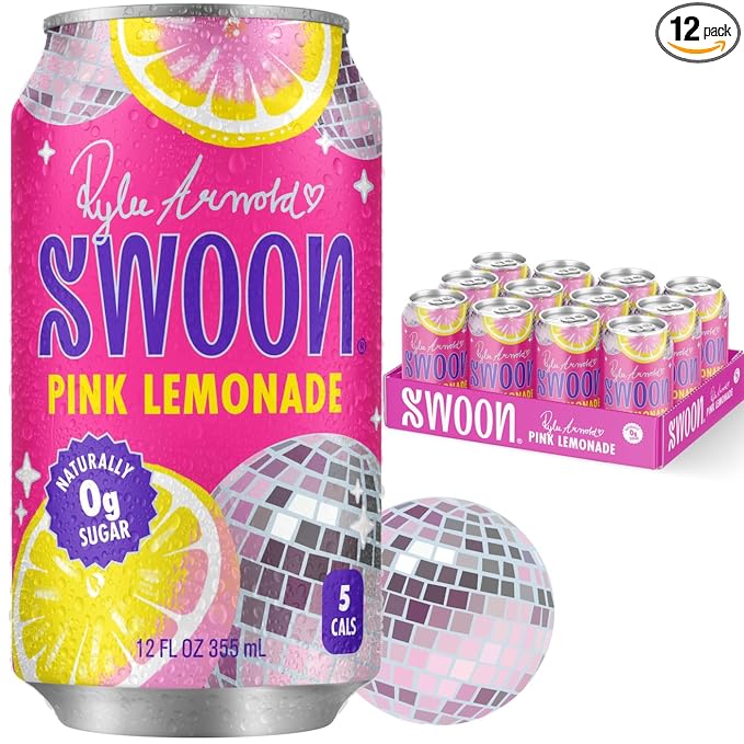 Swoon Pink Lemonade - Low Carb, Paleo-Friendly, Gluten-Free Keto Drink - Sugar Free Strawberry Lemonade Made with 100% Lemon Juice Concentrate & Sweetened by Monk Fruit, 12 Fl oz (Pack of 12)