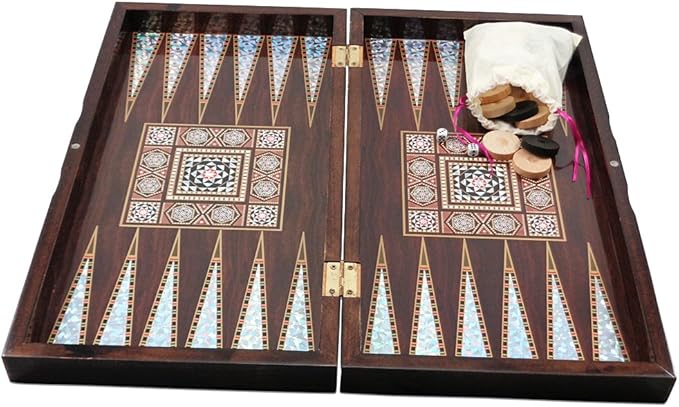 Star Turkish Classic Backgammon Board Game - 19 inches, Magnetic Closing Mechanism, Folding Board, Strategic Game, Family and Friend Fun, Portable Travel Set, Solid Wood Case, Scratch Resistance