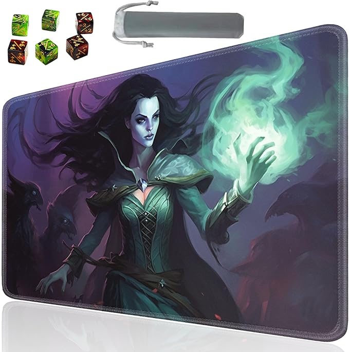 Board Game for TCG Playmat Table Mats Games Size 60X35 cm Mousepad Compatible for MTG RPG CCG Trading Card Game Play mats with 6 Dice (Playmat 125)