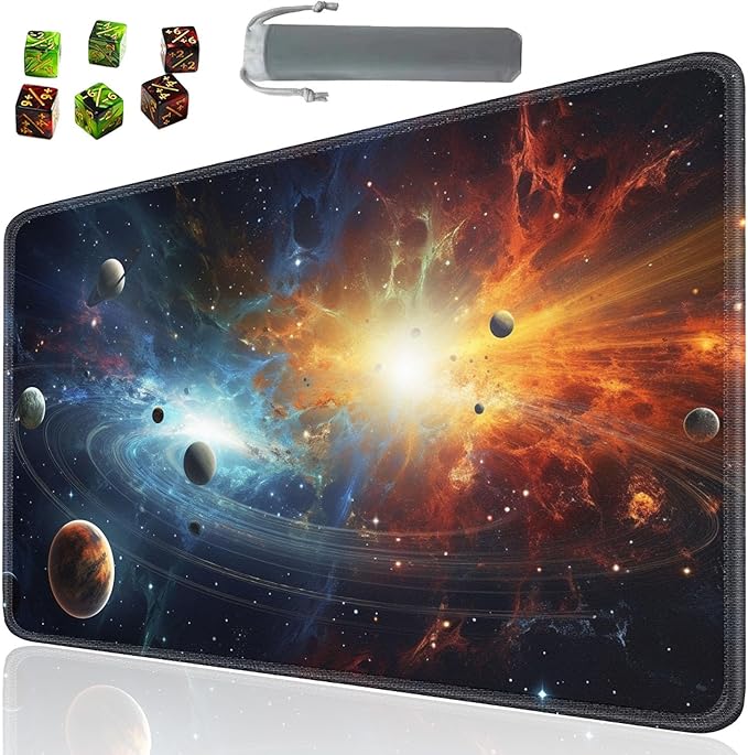 Board Game for TCG Playmat Table Mats Games Size 60X35 cm Mousepad Compatible for MTG RPG CCG Trading Card Game Play mats with 6 Dice (Playmat 123)