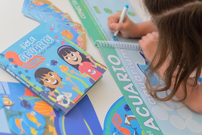 Hello, Aquarium! - ¡Hola, Acuario! | Includes Bilingual Book, Cards, Dry Erase Activity Book, Marker, and More | Interactive Learning Activities Spanish and English Educational Resources for Kids 3+