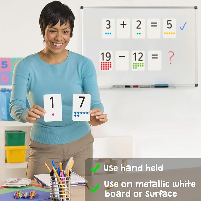 Magnetic Number Flash Cards - Large 0-25 Math Cards, Early Addition and Subtraction, Multiplication, Division and Symbols, for Classroom Teachers, Homeschool, Toddlers, Kids and Adults
