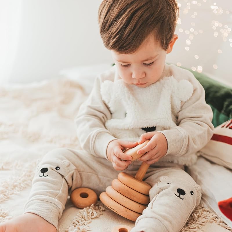 Ring Wooden Stacking Toy Montessori Wooden Pyramid Gifts for Toddlers