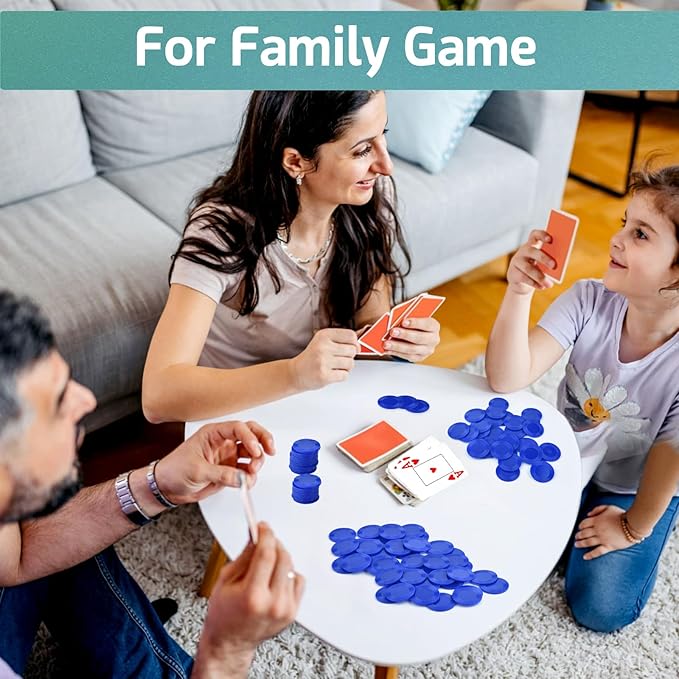 Coopay 1000 Pieces Plastic Poker Chips, Bingo Chips Bulk Learning Counters Disks Poker Card Game, Counting Markers for Math Practice, Game Tokens and Teaching Rewards, 25 mm/ 1 Inch (Blue)