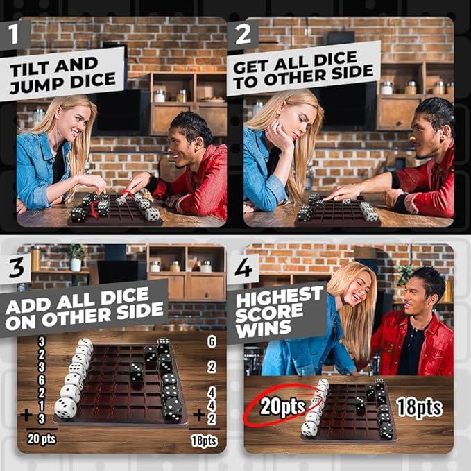 Dittle™️- Dice Battle | 2 Player Dice Games for Adults | Adult Board Games for 2 Players | Best Two Player Game for Adults | Two Person Wooden Coffee Table Fun | Bar Game for Adult Indoor Tabletop