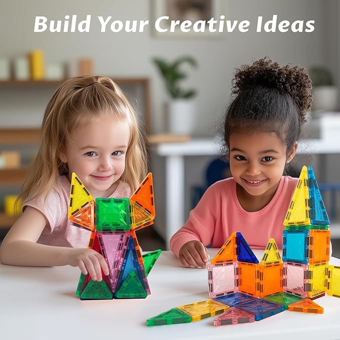 Magnetic Building Tiles 100 PCS Magnets Stacking Kids Toys STEM Sensory Games Educational Construction Toys Christmas Toy Gift for Boys and Girls 3 Year Old Up (Small)