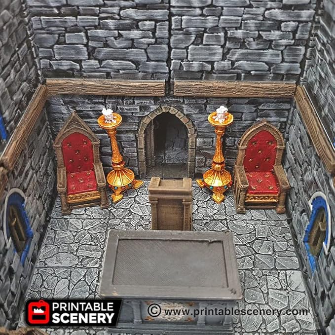 3DEGOS Church Chapel Chattels Furniture Set DND Terrain 28mm for Dungeons and Dragons, D&D, Pathfinder, Warhammer 40k, RPG, Miniatures, Age of Sigmar, Tabletop, D and D, Dungeons and Dragons Gifts
