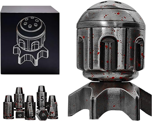 Roulette Dice Spinner for DND Dice Set, 7 Metallic Polyhedral D&D Dice with Gift Case for Dungeons and Dragon Game, RPG Role Playing Table Game Gifts (Bloodstain)