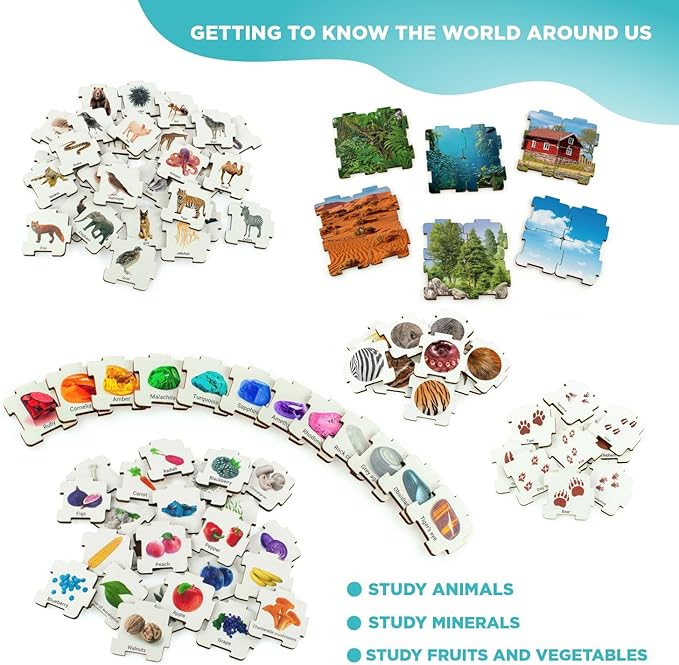 Ulanik Horizon ABC Puzzle Matching Game Toddler Montessori Toys for 3 Year Old + Preschool Wooden Board Games for Kids 4-8 Learning & Education Toys โ 223 pcs