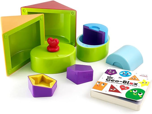 BEST LEARNING My Geo-Blox - Sorting and Building Blocks to Learn Colors and Shapes for Children 3+ Years - Cardboard Book Included - Building Toys for Boys and Girls as Birthday Present