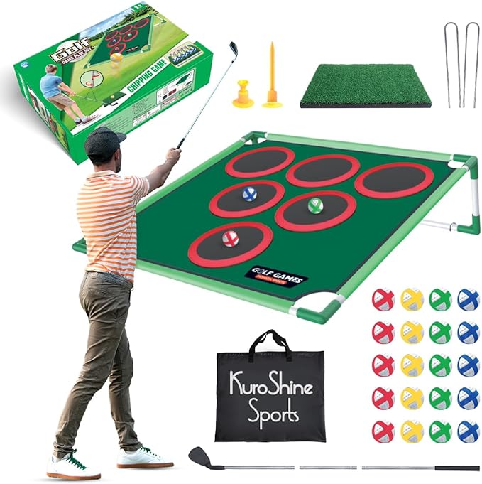 Battle Golf Game Chipping Mat - 37pcs Sticky Golf Pro Games Practice Mats Indoor Outdoor Games for Adults Family Kids Battle Golf Royale Game Play Equipment Stick Chip
