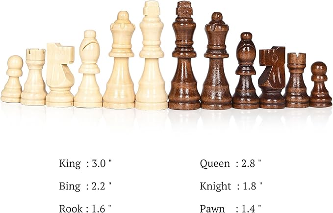 15" Wooden Chess Set with Magnetic Pieces - Extra Queens - Folding Chessboard Portable Travel Tournament Chess Board Games for Adults Kids