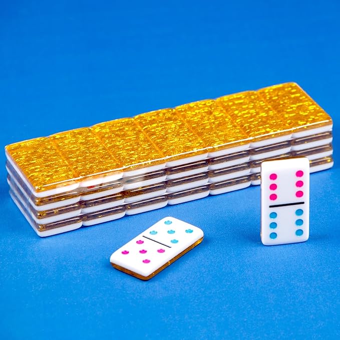 Mexican Train Dominos Set Acrylic Dominos Set (Double 6 Golden)