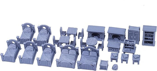 3DEGOS Tavern Furniture Set Set DND Terrain 28mm for Dungeons and Dragons, D&D, Pathfinder, Warhammer 40k, RPG, Miniatures, Age of Sigmar, Tabletop, D and D, Dungeons and Dragons Gifts