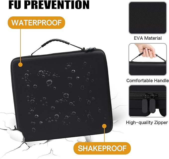 BRAPPO Hard Portable Board Game Case with Removable Tray Compatible with Monopoly,Sorry, Sequence, Candy Land etc Various Board Games.(Case only)(Black)