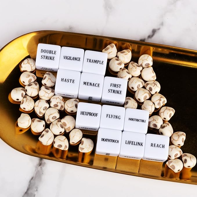 48 Pieces Shield MTG Dice Counters Ability Keywords Counter Dice Life Tokens D6 Creature Dice Set for Magic The Gathering, MTG, TCG, Card Games Accessories