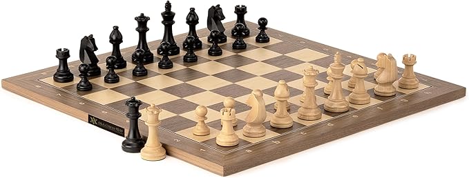 A&A Premium Triple Weighted Staunton Wooden Chess Pieces w/ 2 Extra Queen - King Height 3.75"/9.5cm / 2 Storage Bags
