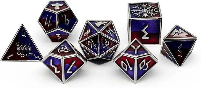 Norse Foundry Geri Norse Series: 7-Piece Metal Dice Set for RPG, DND, Pathfinder - Premium Craftsmanship, Stylish Design and Family Fun, for Gamers