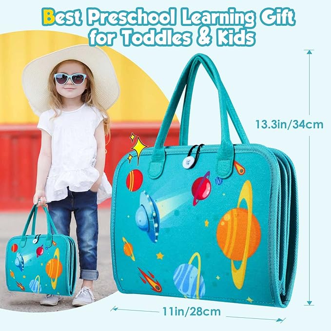 Toddler Busy Board - Montessori Toys for 2-3 Year Old Boy Birthday Gift, Educational Learning Sensory Busy Book for Two Year Old Boys, Airplane Car Travel Activities Toy for Kids Ages 2-4