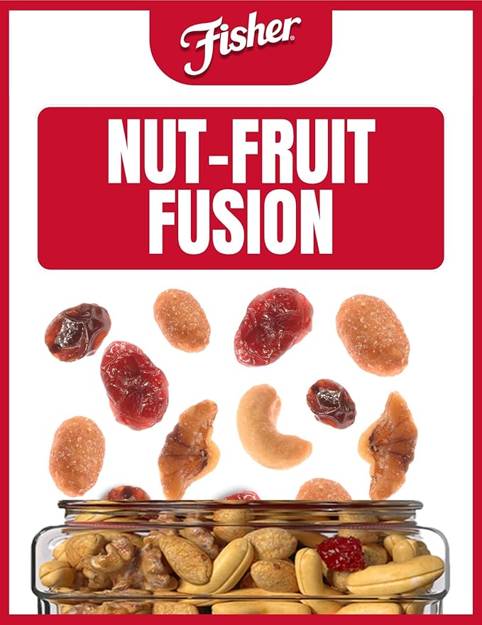 Fisher Snack Sweet Nut Bulk Trail Mix, 38 oz (Pack of 1), Honey Roasted Peanuts, Raisins, Frosted Walnuts, Cashews, Dried Sweetened Cranberries, Healthy Snacks for Adults & Kids, Dried Fruit, Trail Mix Snacks