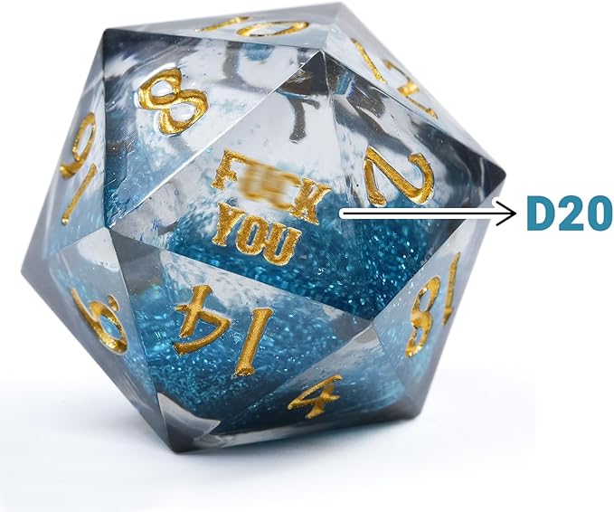 DND Dice Set - Handcrafted Liquid Core Sharp Edge 7-Die Resin Dice with Colorful Quicksand Effect,for DND, RPG, MTG, Tabletop Games(Rebel ESSENC)