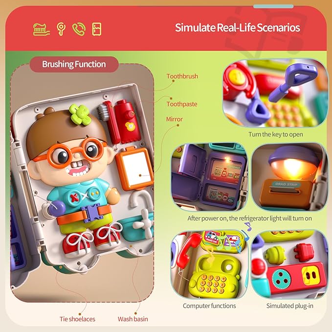 Busy Board Montessori Toys Gifts for 1 2 Year Old Boys, Early Educational Montessori Toys for Toddler 1-3, Birthday Gifts Toy for 1 2 Year Old Boys, Ideas 1 2 Year Old Boys Birthday Gift Toy