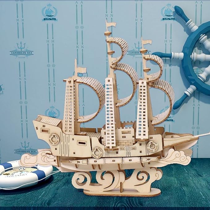 3D Wooden Puzzles Ocean - Sailboat Model Kits, Brainteaser and Puzzle for Christmas/Birthday,Gifts for Adults and Teens to Build Combination
