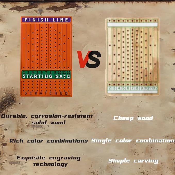 HOROW Horse Racing Board Game Solid Wood Horse Race Card and Dice Board Game Luxury Edition Set with 11 Metal Horses 2 Dices and 2 Boxes of Cards(Rectangle,Red Peach)…