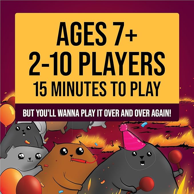 Exploding Kittens Party Pack - 2-10 Players - Ages 7+ - 15 Minutes to Play - Party-Sized High-Stakes Card Game, Ideal for Party, Family Game Night, Fun for Kids and Adults