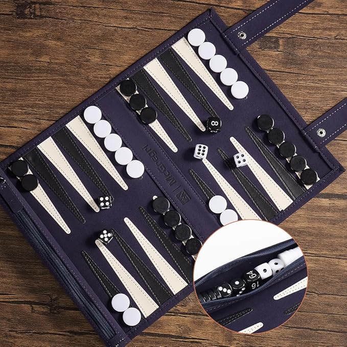Backgammon Game Set - Roll up Board Games- Portable Travel Backgammon for Companion. Multiple Colors