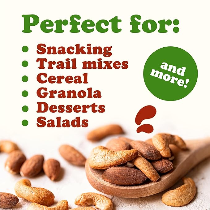 Food to Live - Dry Roasted Almonds and Cashews Mix, 16 Pounds – Unsalted Oven Roasted Nuts, Protein Rich Trail Mix, Healthy Vegan Snack, No Oil Added